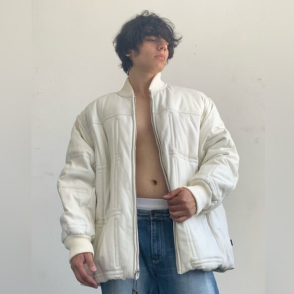 Men's Sean John Vintage Off White Genuine Leather Jacket NWT